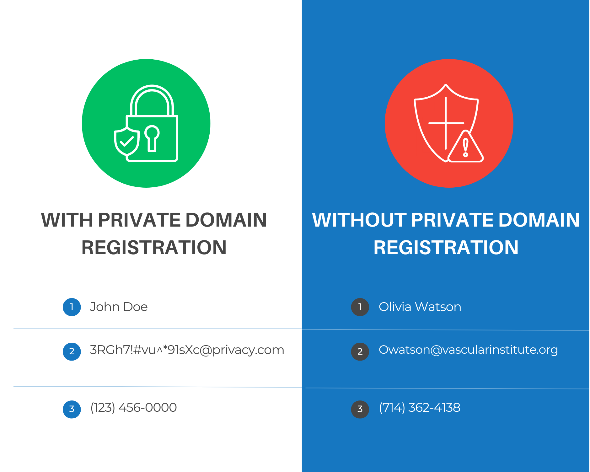 private vs public domain example Private domain registration